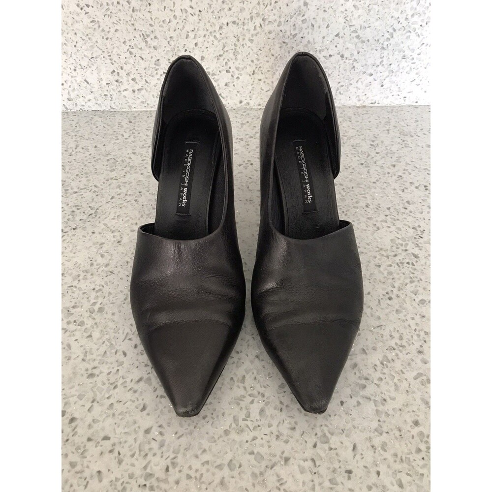 Rabokigoshi Works Made in Japan Black Leather Pointed Toe Heels Shoes 6.5B